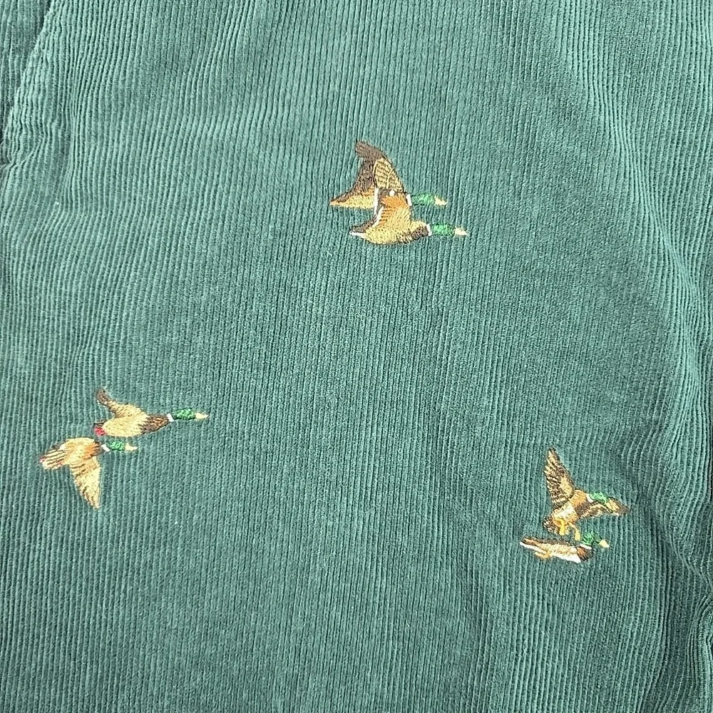 Polo Ralph Lauren Corduroy Pants Mens 35x31 Hunter Green Mallard Ducks Birdwatch